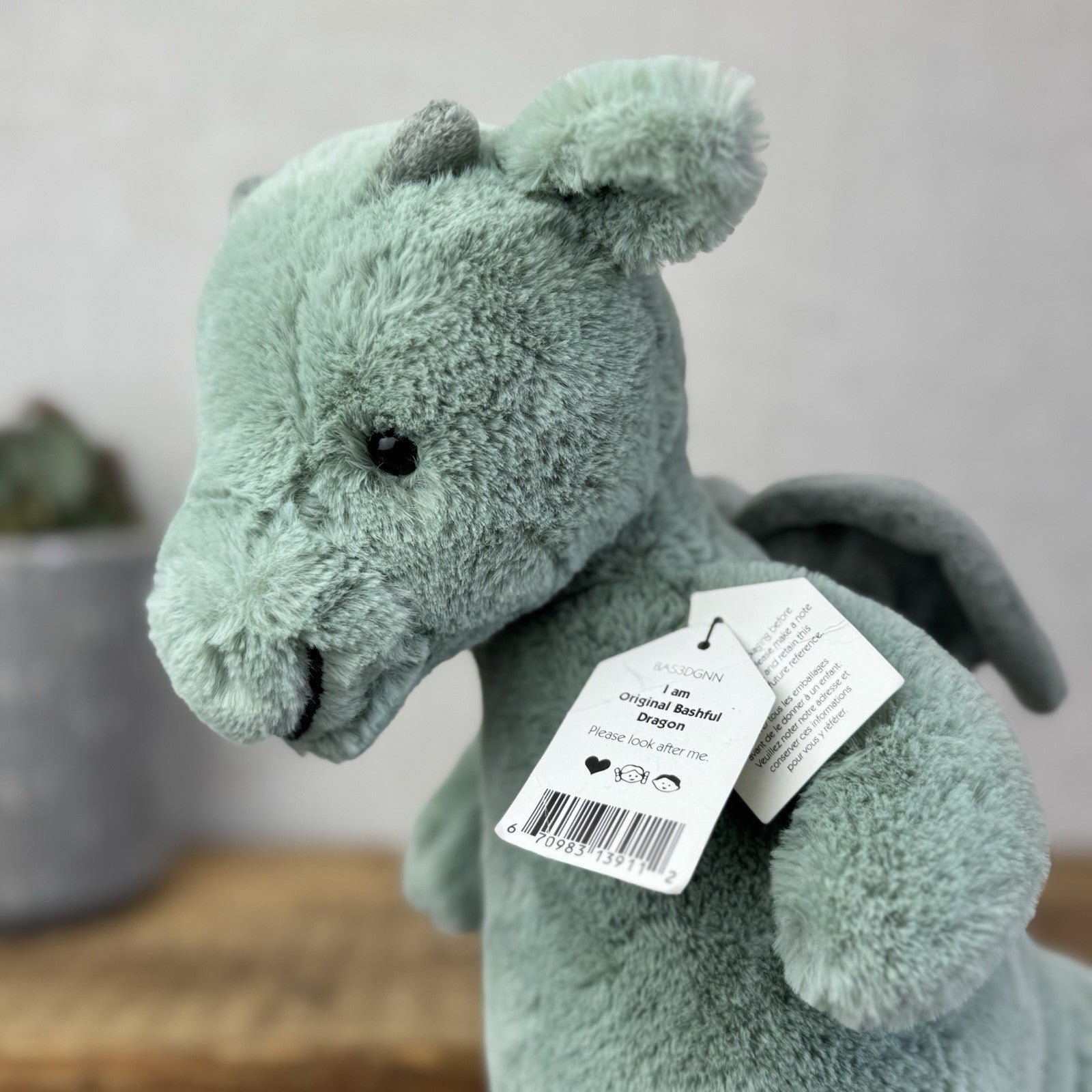 Jellycat Medium Bashful Dragon - Light Green/sage Dragon Soft Toy With Tags