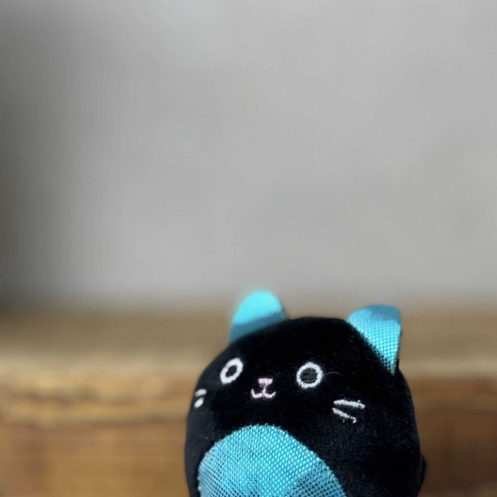 Squishmallows Squishville - Micromallows - Tiny Black Cat Ibina Blue Ears 2”