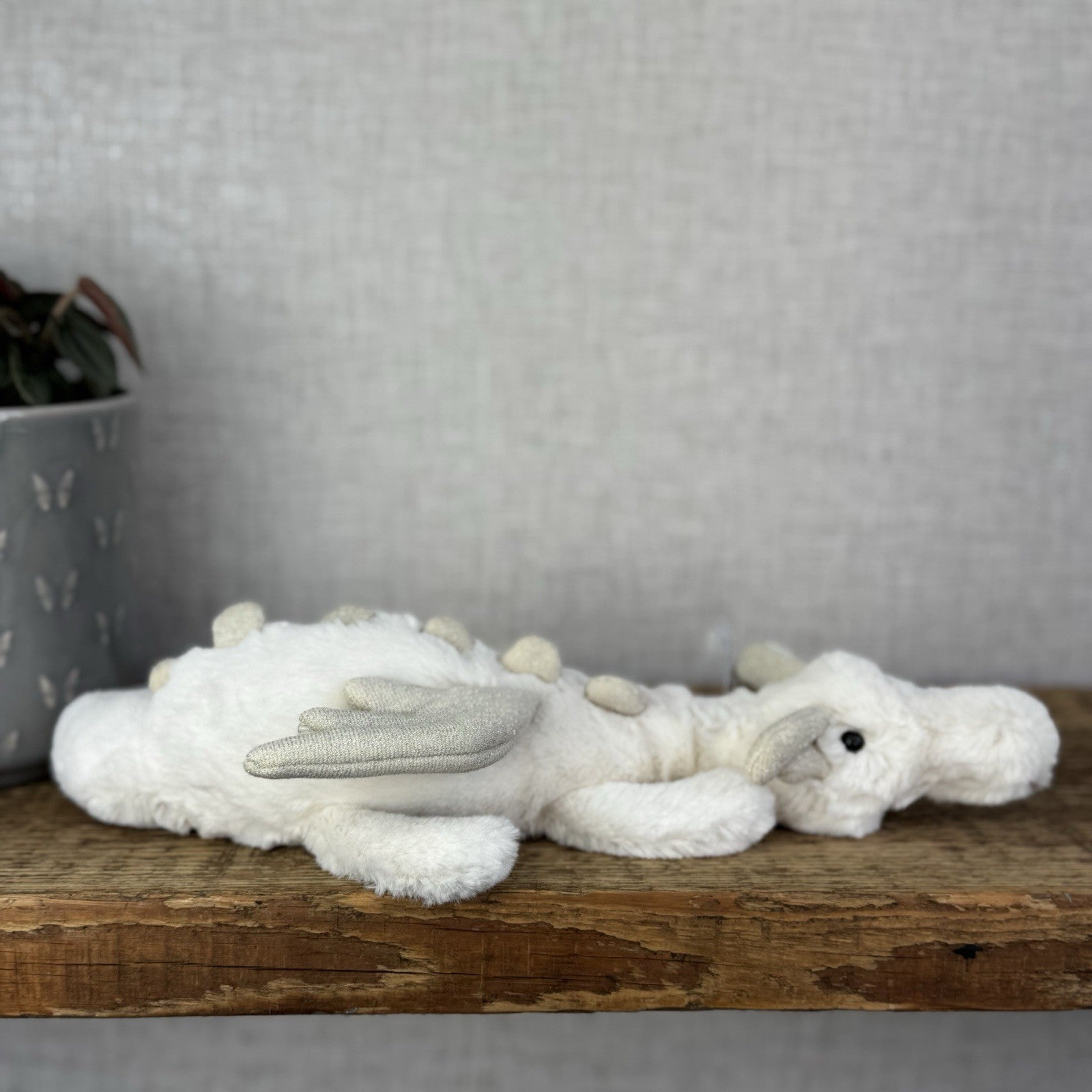 Jellycat Little Snow Dragon - White Dragon Laying Soft Toy Retired New With Tags