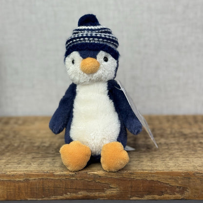 Jellycat Small Bashful Navy Bobble Hat Penguin - Blue Penguin Stripe Hat 8”