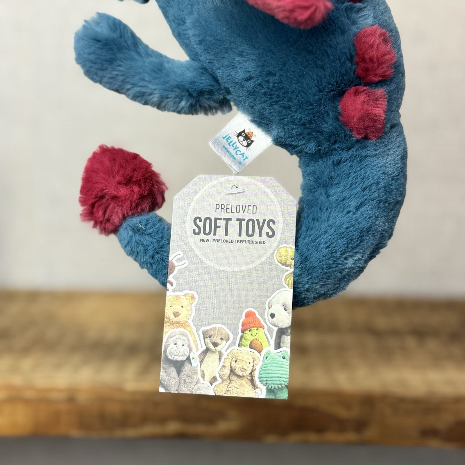 Jellycat Little Dexter Dragon - Red/Blue Beanie Small Dragon Retired 11”