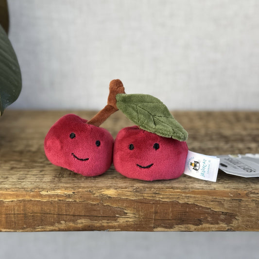 Jellycat Fabulous Fruit Cherry - Small Velour Cherries Soft Toy Beanie Plush 4”