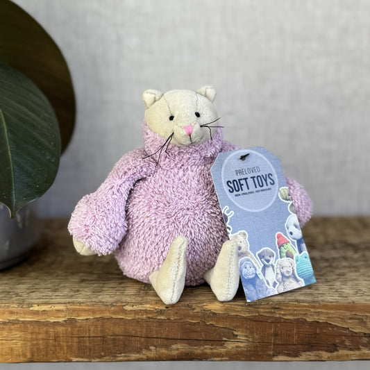 Jellycat Poloneck Peeker Cat Kitten - Lilac Jumper Cute Vintage Beanie 5”