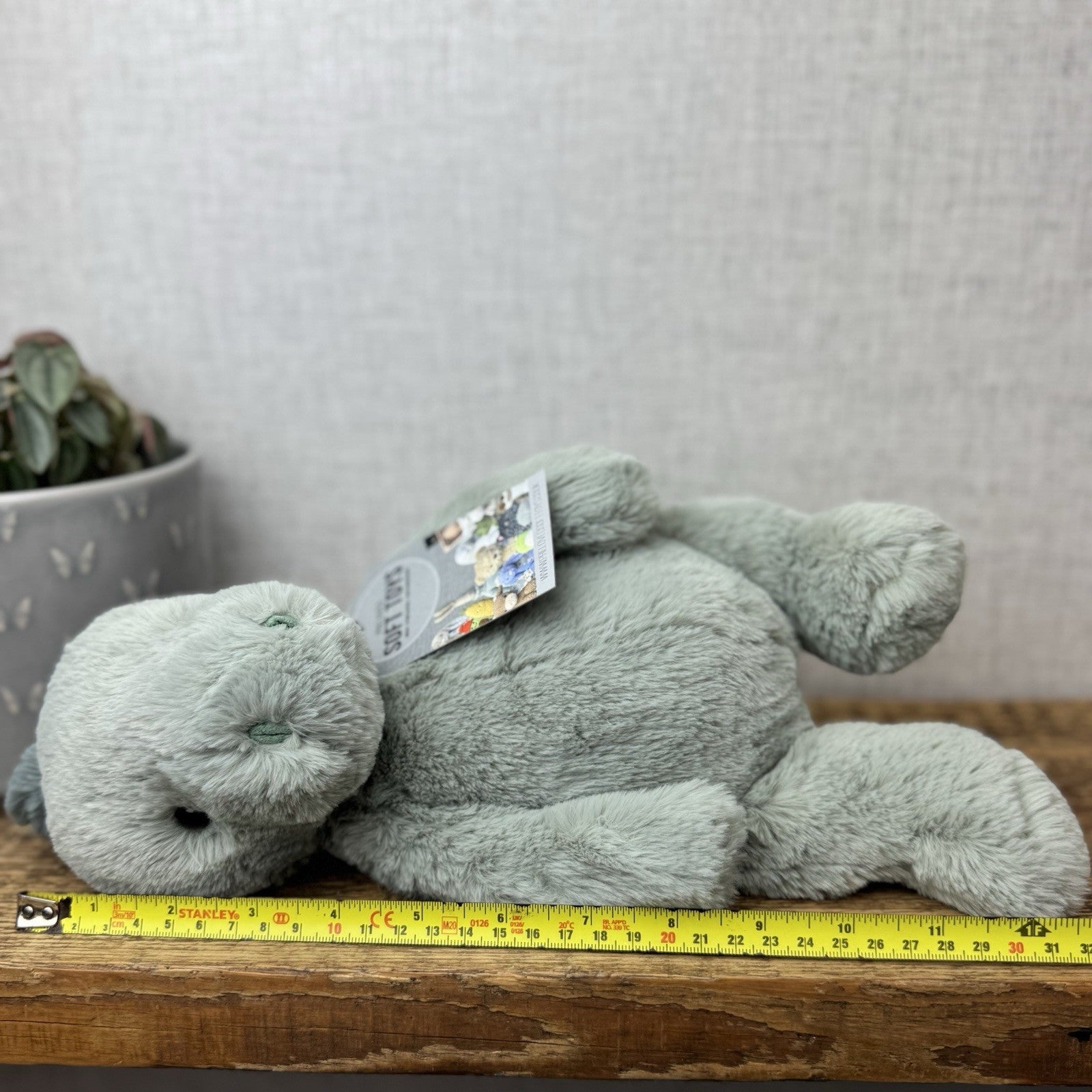 Jellycat Medium Puffles Dinosaur - Soft Light Green Super Soft Dino Plush 12"