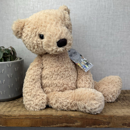 Jellycat Medium Finley Bear - Beige Textured Beanie Soft Toy Bear Retired 16"