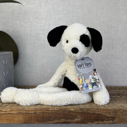 Jellycat Pitterpat Puppy Dog - Long Leg Puppy Jellycat - Black & Cream Puppy 14"