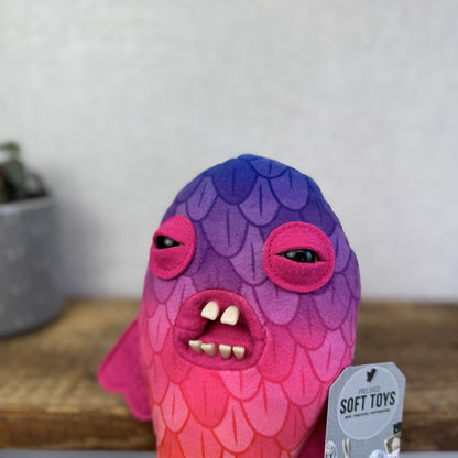 Fuggler Codfather - Pink/purple Fish Funny Ugly Soft Toy Retired Rare NWOT