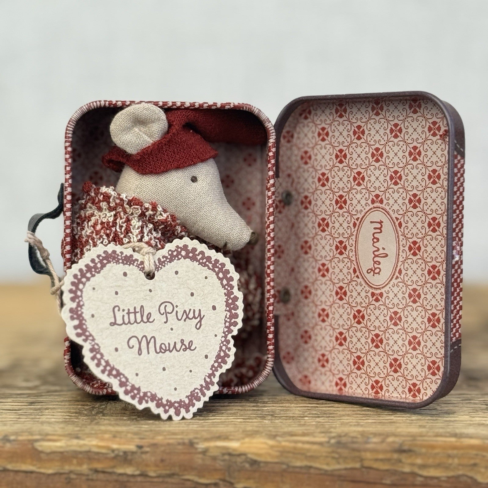 Maileg Christmas Baby Mouse In Travel Suitcase - Miniature Baby Pixie NWT