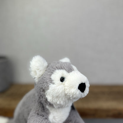 Jellycat Small Hudson Husky - Grey Laying Husky Beanie Soft Toy Retired 11"