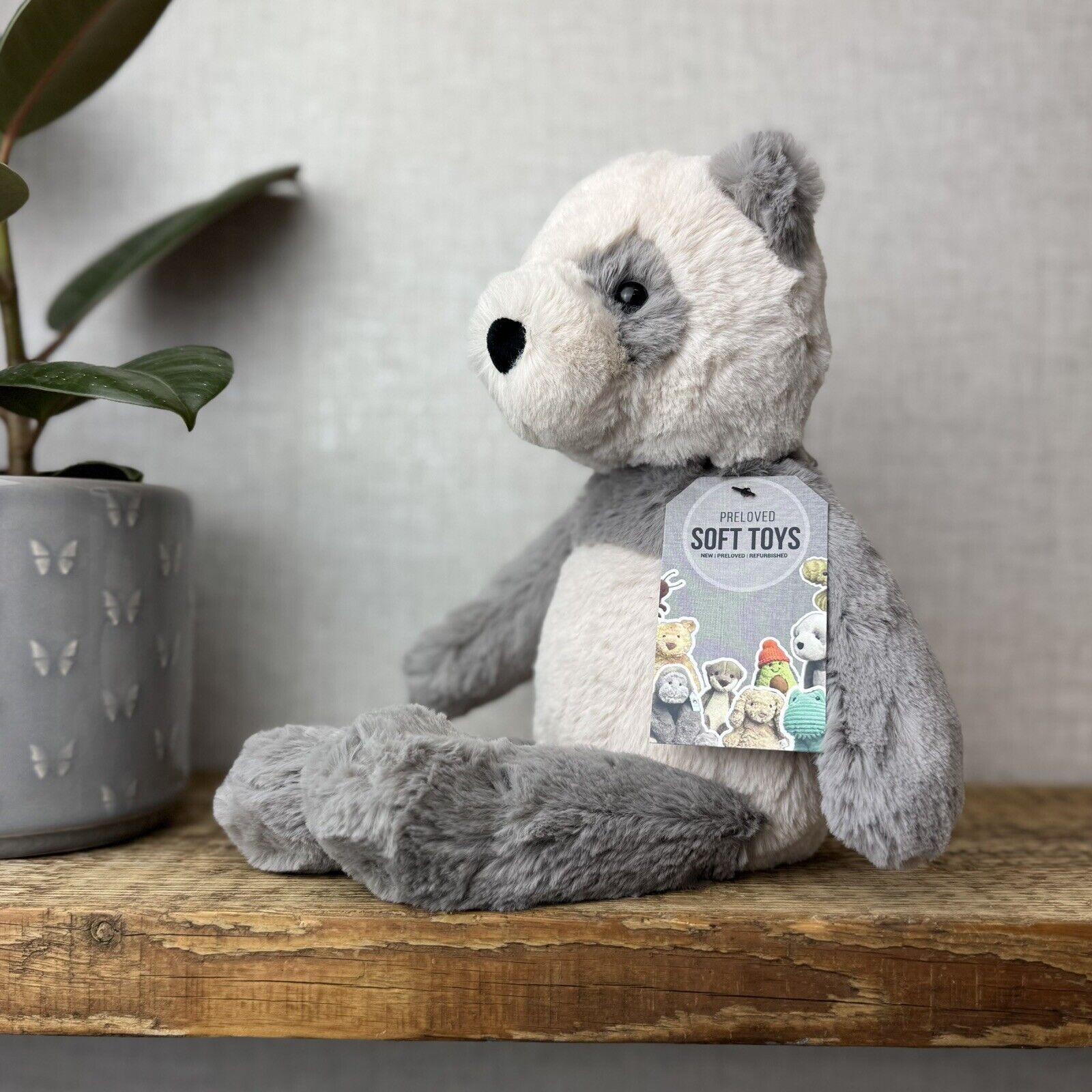 Jellycat Medium Buckley Panda - Snugglet Panda - Grey & White Beanie Panda 14”