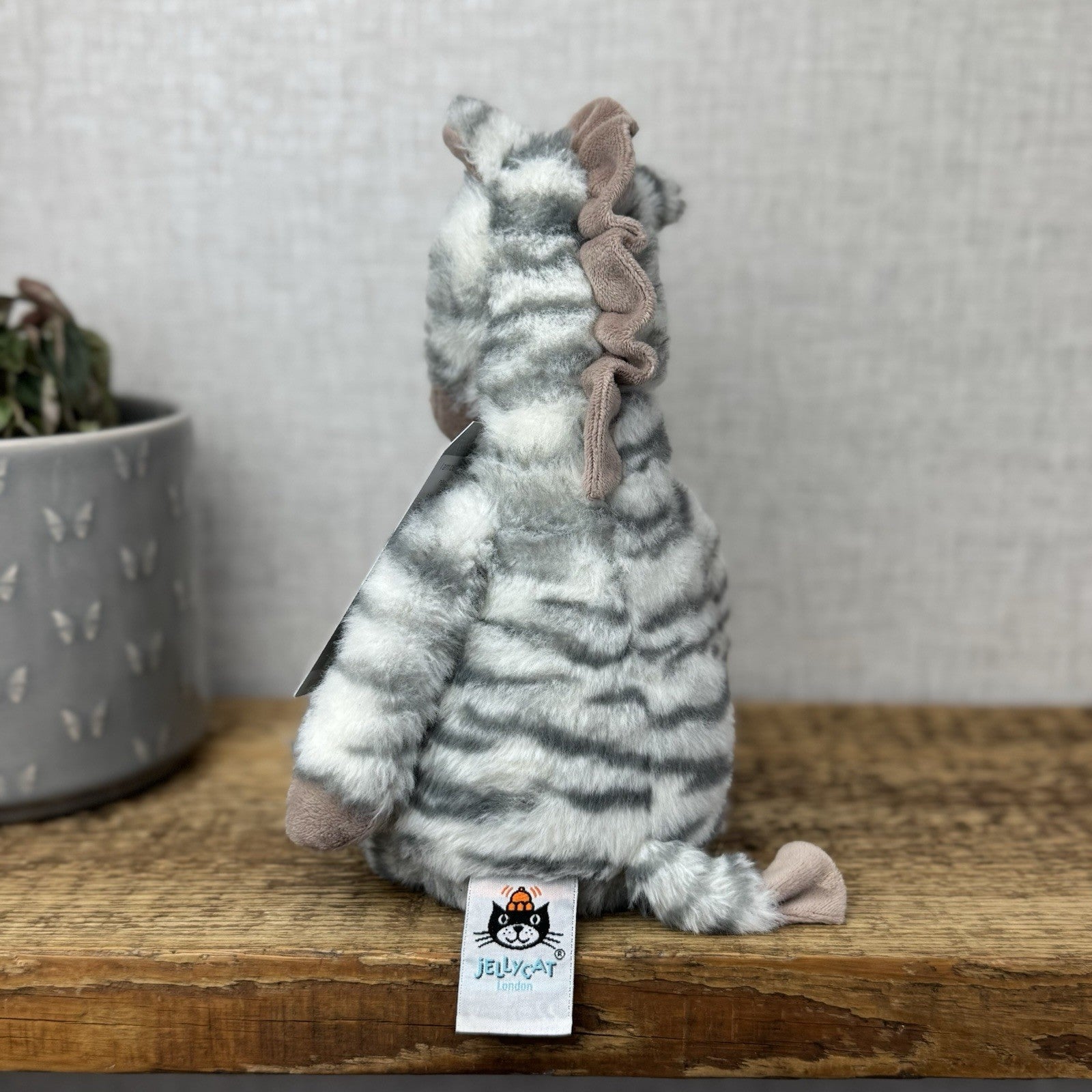 Jellycat Medium Fluffles Zebra - Retired Fluffy Grey/White Zebra Plush 12" 
