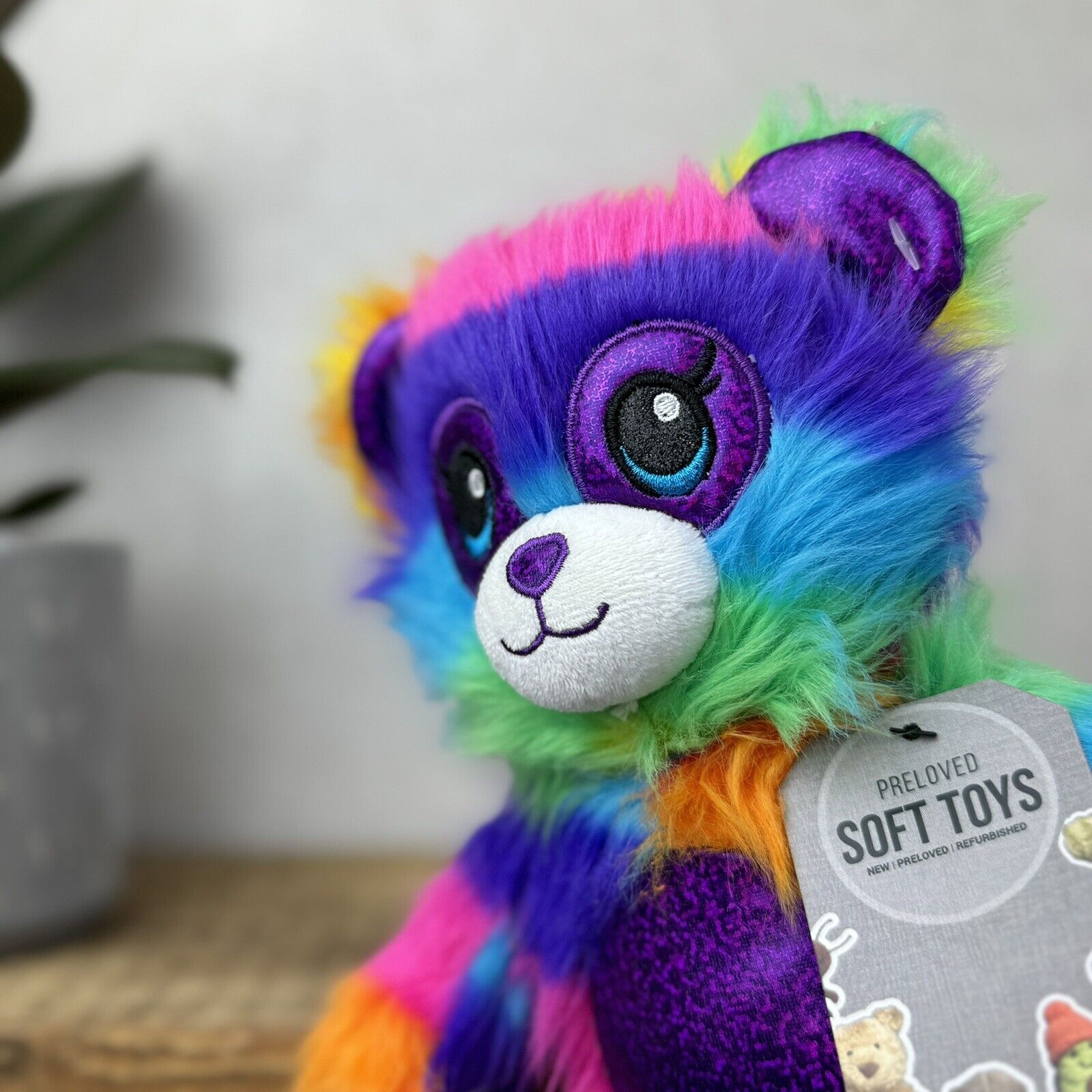 BAB Build A Bear Lisa Frank Shaggy Rainbow Bear - Fluffy Rainbow BAB Rare 10"