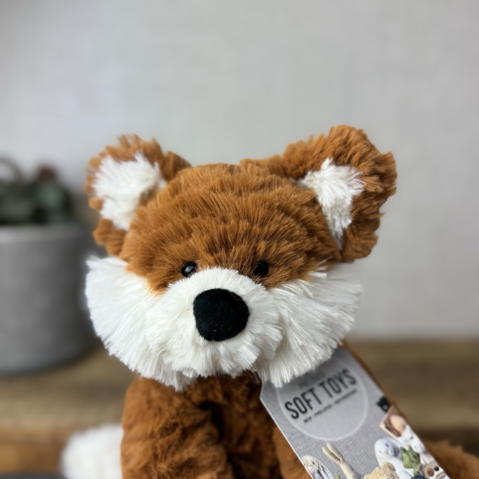 Jellycat Medium Fuddlewuddle Fox - Textured Sitting Fox Wild Soft Toy Beanie 8"
