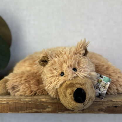 Jellycat Medium Grizzly Bear Rare Truffles Cushion Floppy Beanie Bear Brown 14”