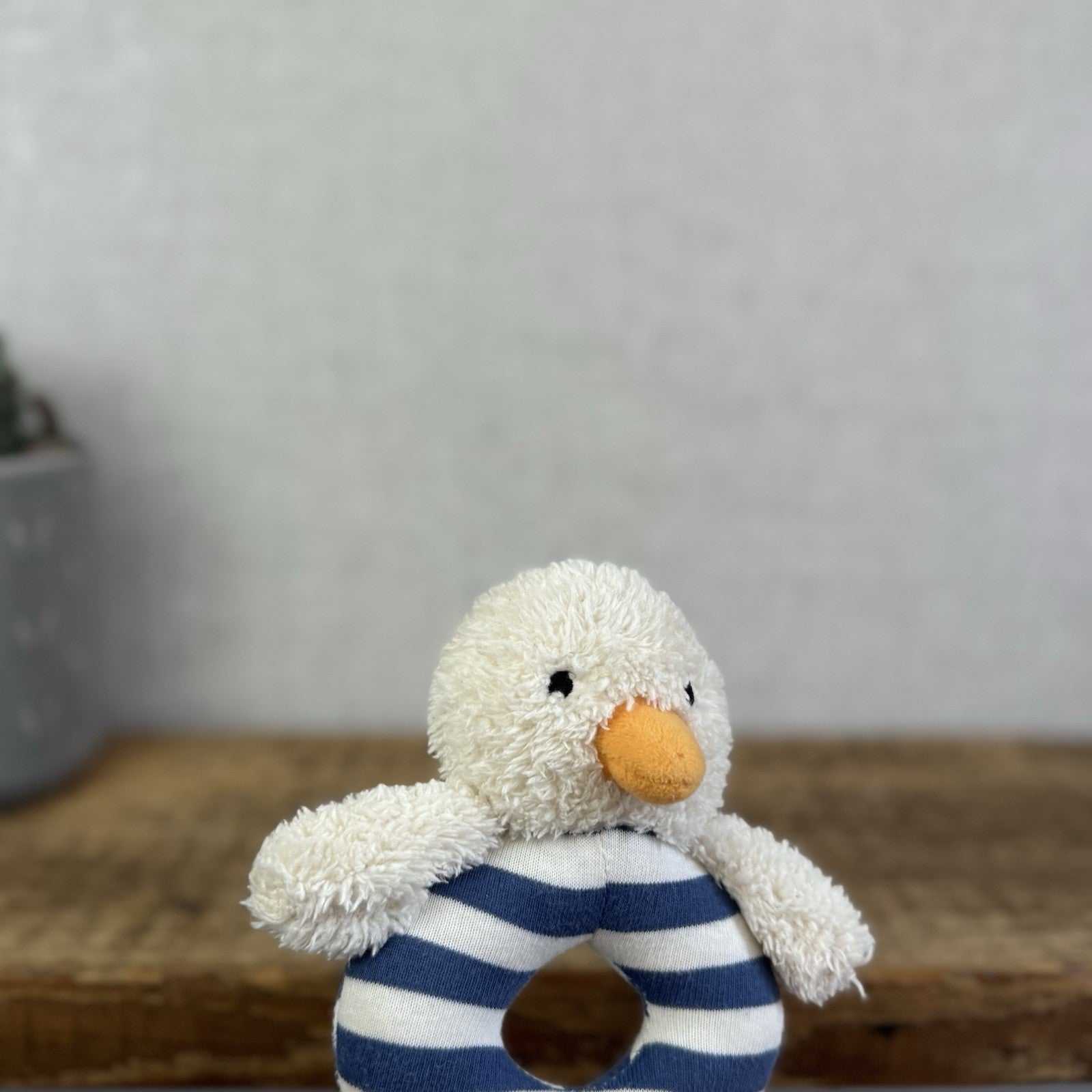 Jellycat Baby Berdita Duck Grabber - Navy/white Duck Baby Soft Toy Rattle