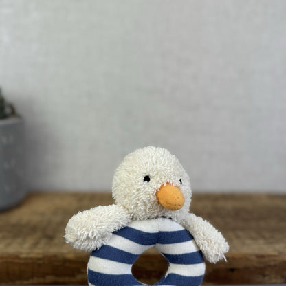 Jellycat Baby Berdita Duck Grabber - Navy/white Duck Baby Soft Toy Rattle