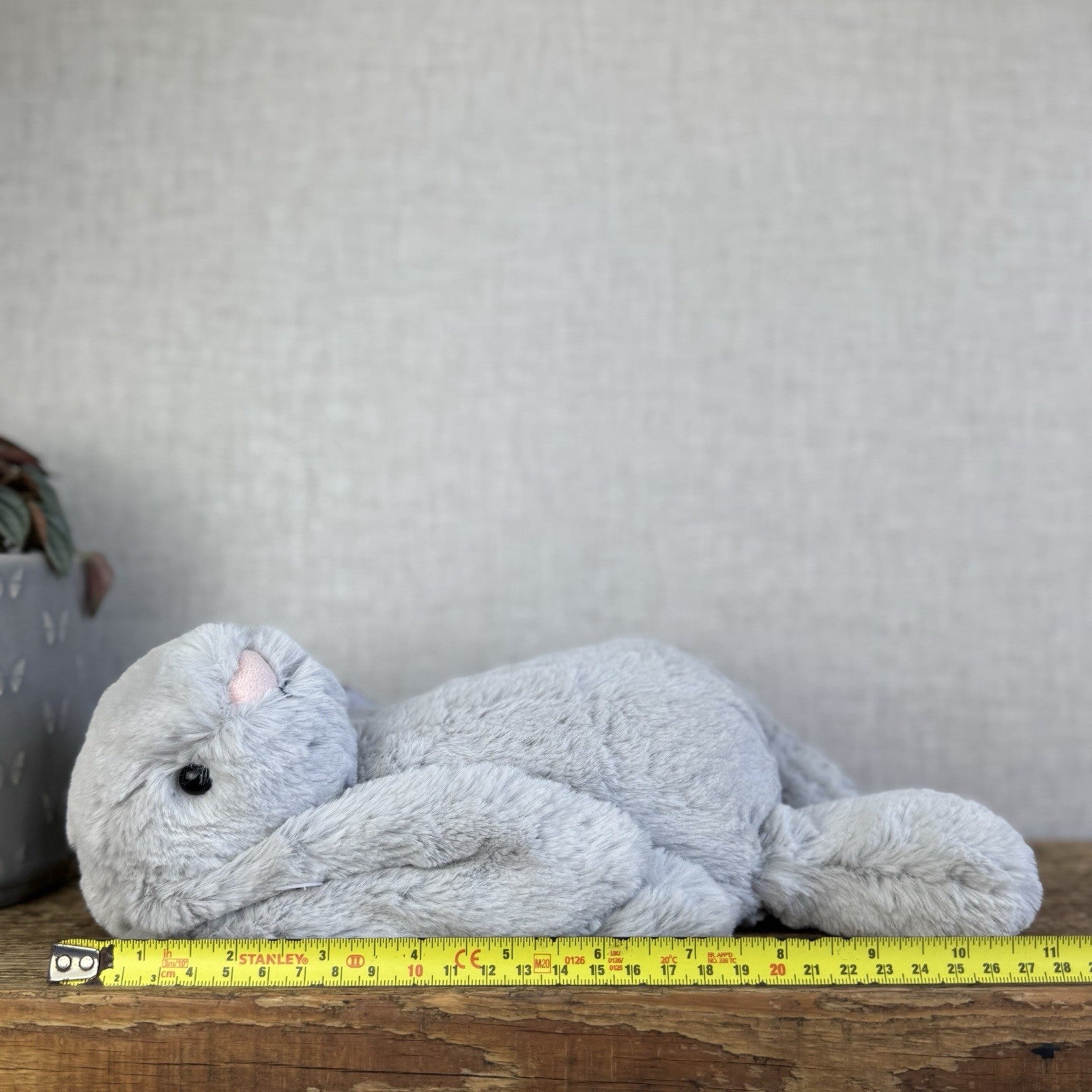 Jellycat Medium Bashful Grey Bunny - Grey With White Tail - Silver Rabbit 12"