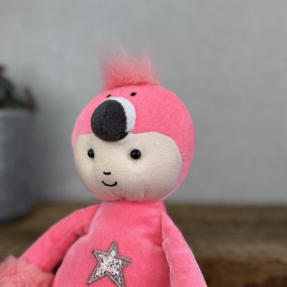 Jellycat Pink Perky Flamingo Flapper Doll Soft Plush Toy Ragdoll 12"