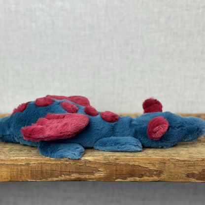 Jellycat Little Dexter Dragon - Red/Blue Beanie Small Dragon Retired 11”