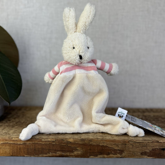 Jellycat Bredita Bunny Soother - Pink Striped Soother Rabbit Snuggle Blanket