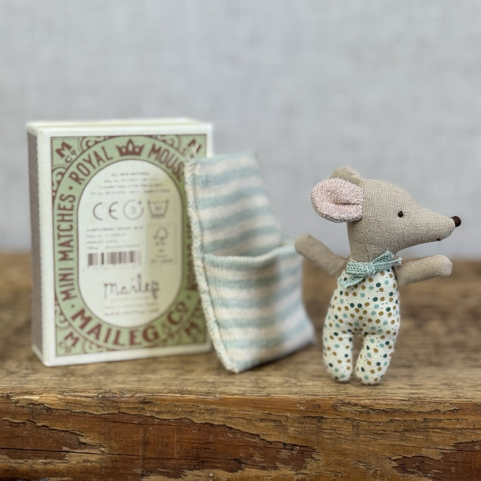 Maileg Sleepy/Wakey Baby Mouse In Matchbox - Royal Mouse Baby New