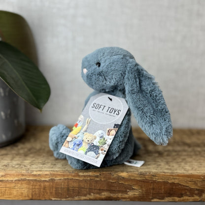 Jellycat Small Dusky Blue Bashful Bunny - Small Grey/Blue Rabbit Bunny 8" (#2)
