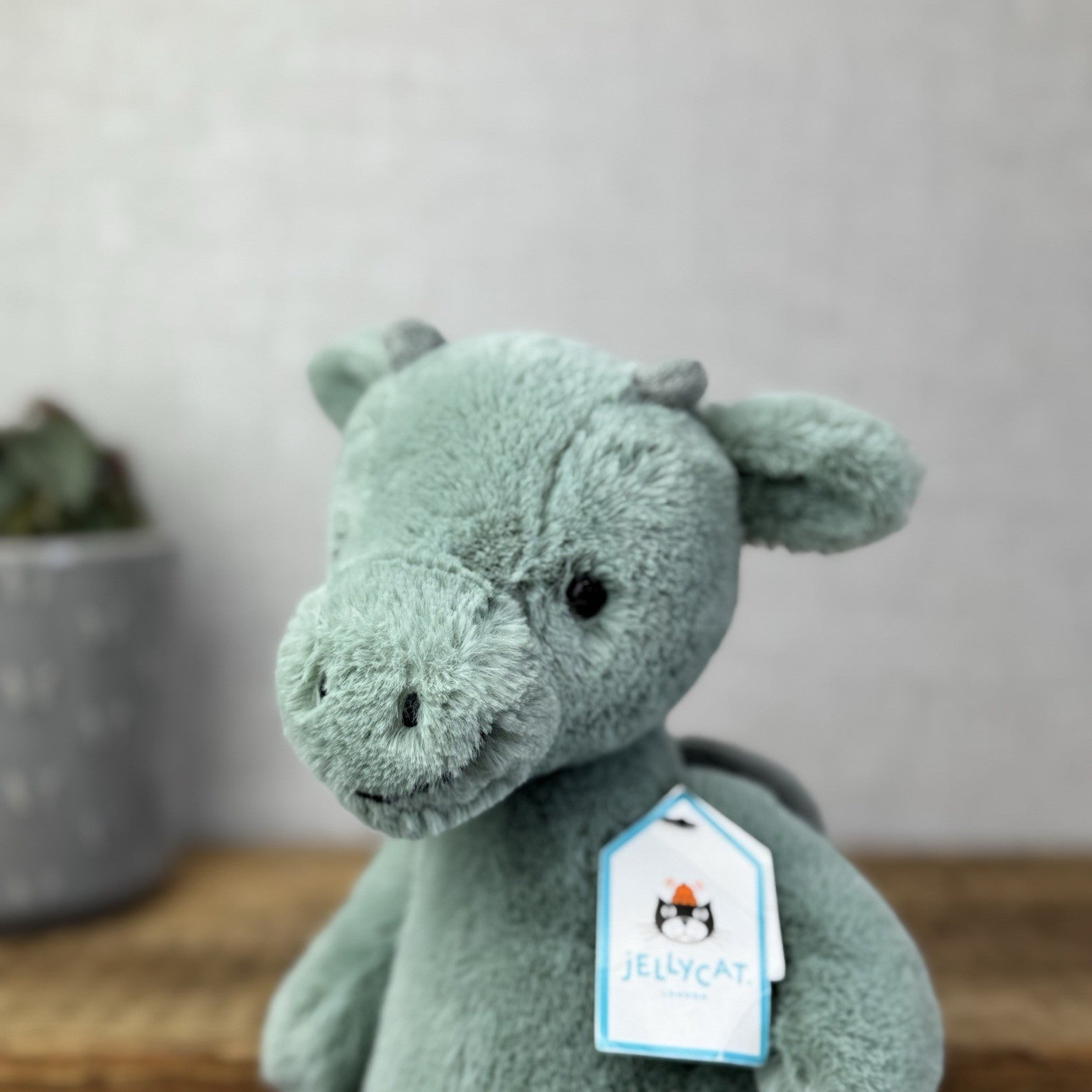 Jellycat Medium Bashful Dragon - Light Green/sage Dragon Soft Toy With Tags