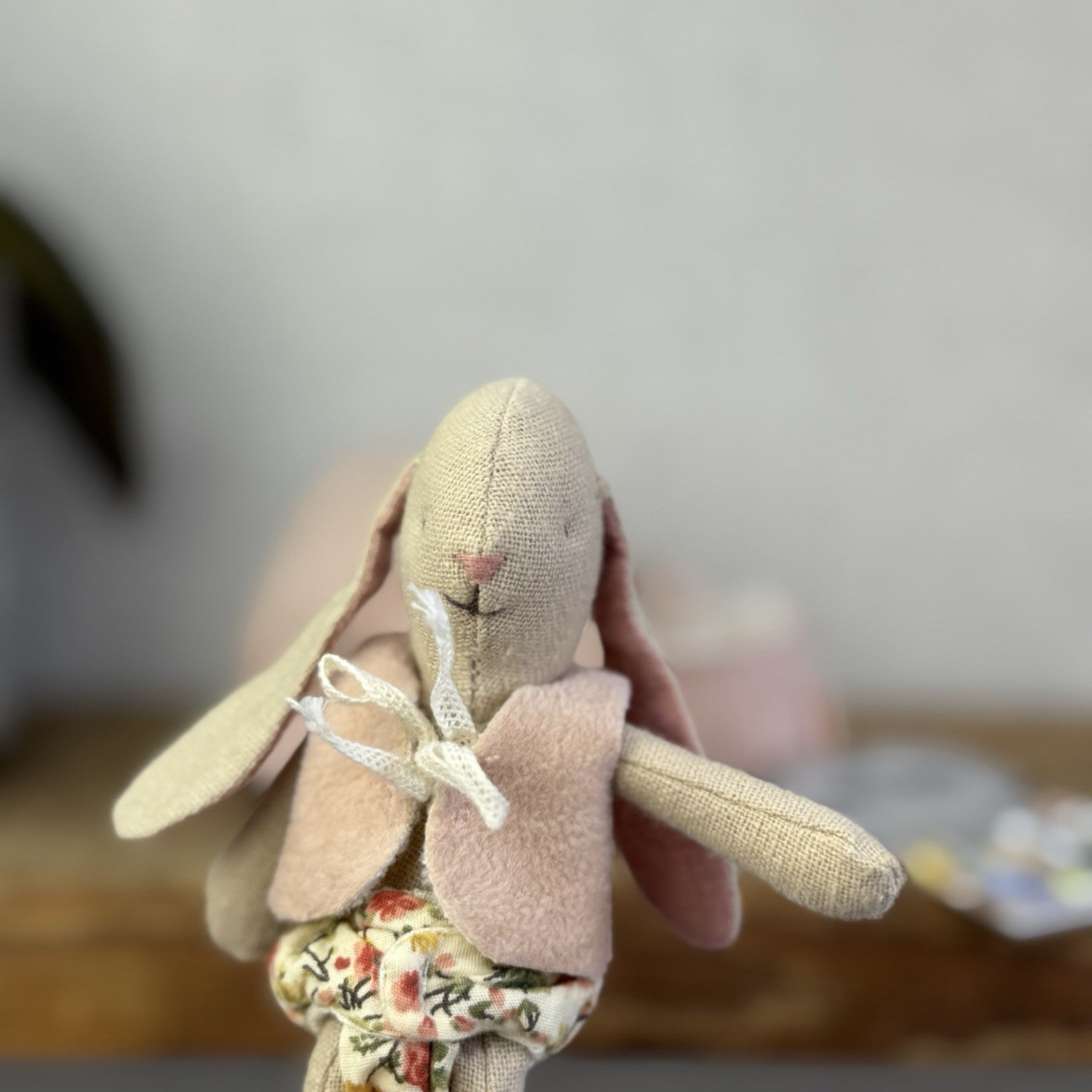 Maileg Baby Rabbit Bunny With Fluffy Pink Carrycot - Retired Rare Pristine Mini