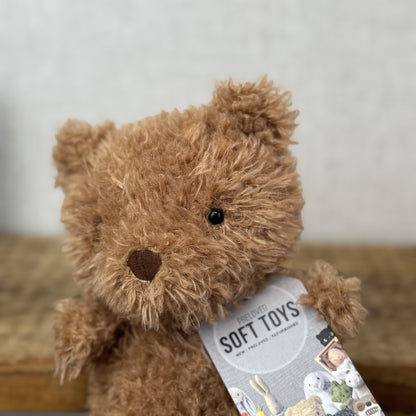 Jellycat Little Bear - Retired Brown Bear Curly Hair Beanie Soft Toy 7" 