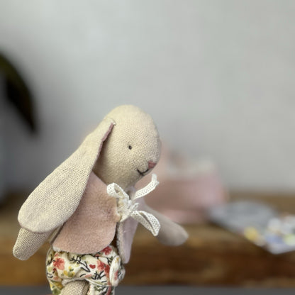 Maileg Baby Rabbit Bunny With Fluffy Pink Carrycot - Retired Rare Pristine Mini