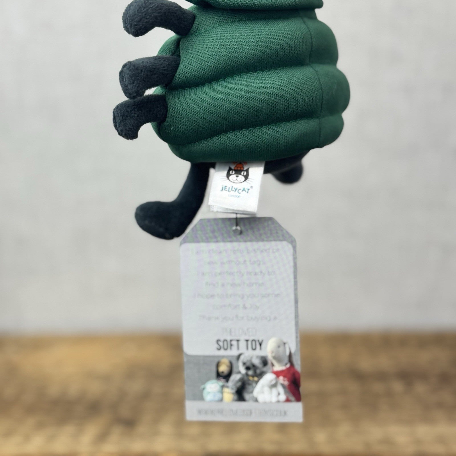 Jellycat Anorachnid Spider Black Spider Green Jacket Retired Cute Jellycat 5"
