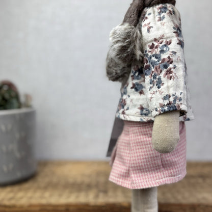 Maileg Medium Winter Rabbit Girl - Red Knit Dress & Fur Boots Retired 2014