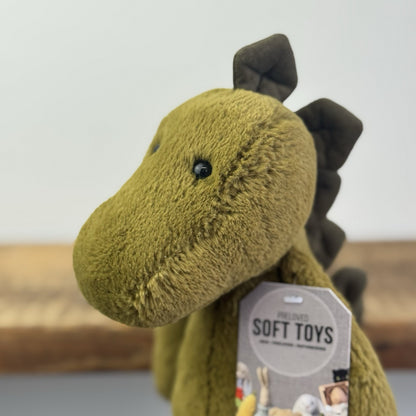 Jellycat Medium Bashful Dinosaur - Dark Green Beanie Dino Retired Rare 12”