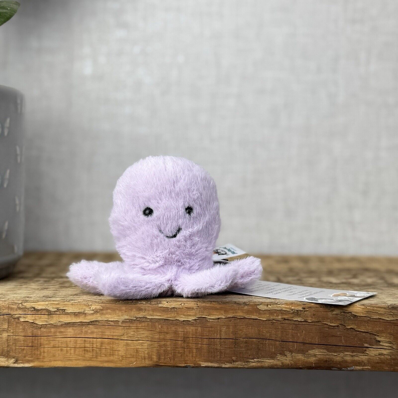 Jellycat Fluffy Octopus - Lilac Fluffy Octopus Plush Soft Toy - Pocket Pal 3"