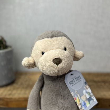 Jellycat Hushbie Monkey - Light Brown Retired Monkey Soft Toy Beanie 12"
