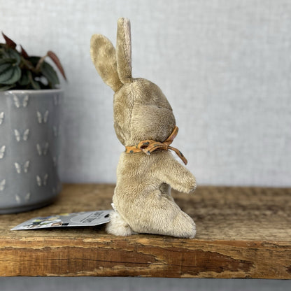 Maileg My First Bunny Ochre - Mini Brown Beanbag Bunny Rabbit Yellow Bow 8"