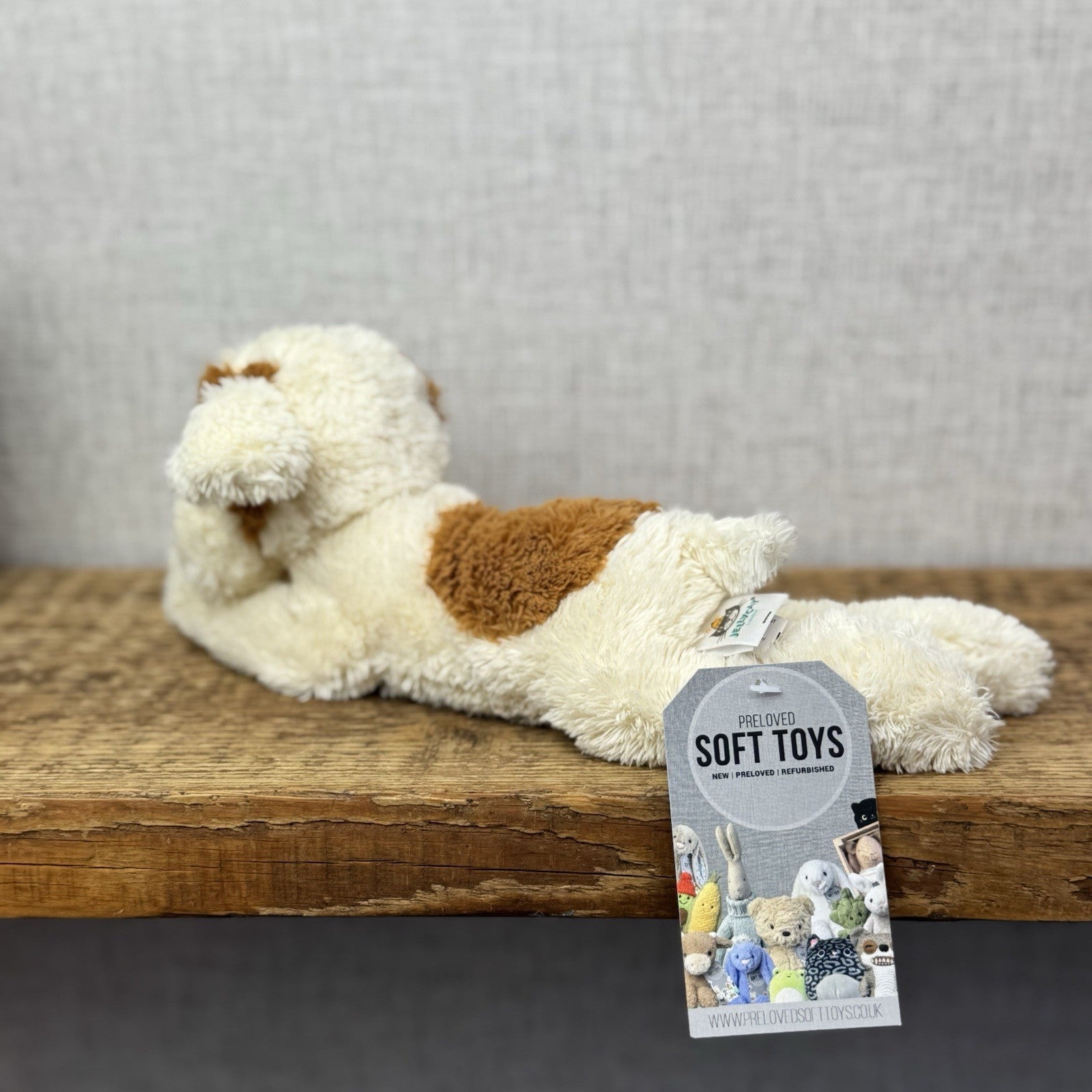 Jellycat Mish Mash Puppy Brown/Cream Laying Retired Puppy Dog Beanie 11"
