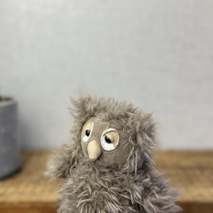 Jellycat BonBon Owl - Brown/grey Small Fluffy Owl Soft Toy - Bird Tiny 5” (#2)