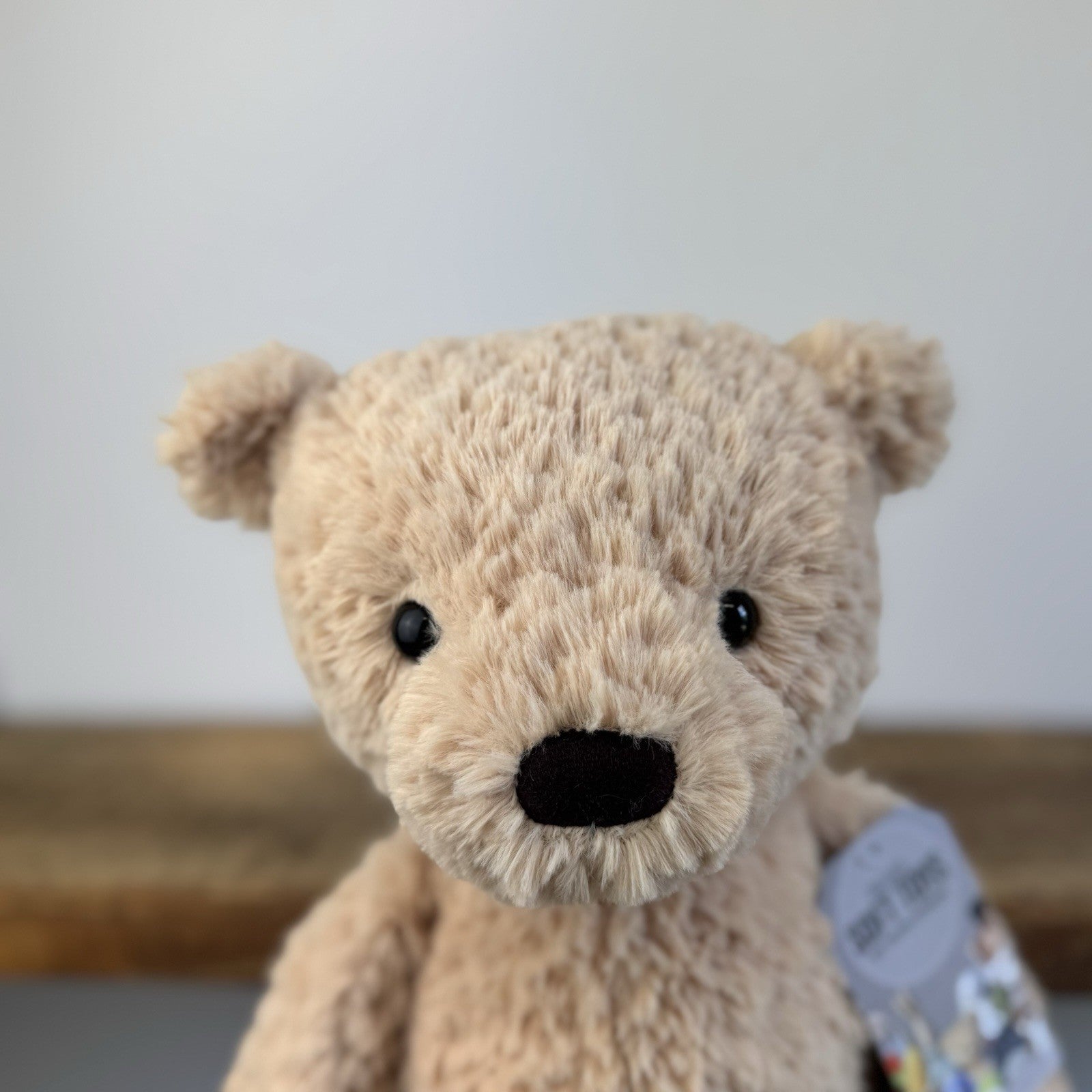 Jellycat Medium Finley Bear Soft Toy Textured Light Sandy Bear Soft Toy 16"