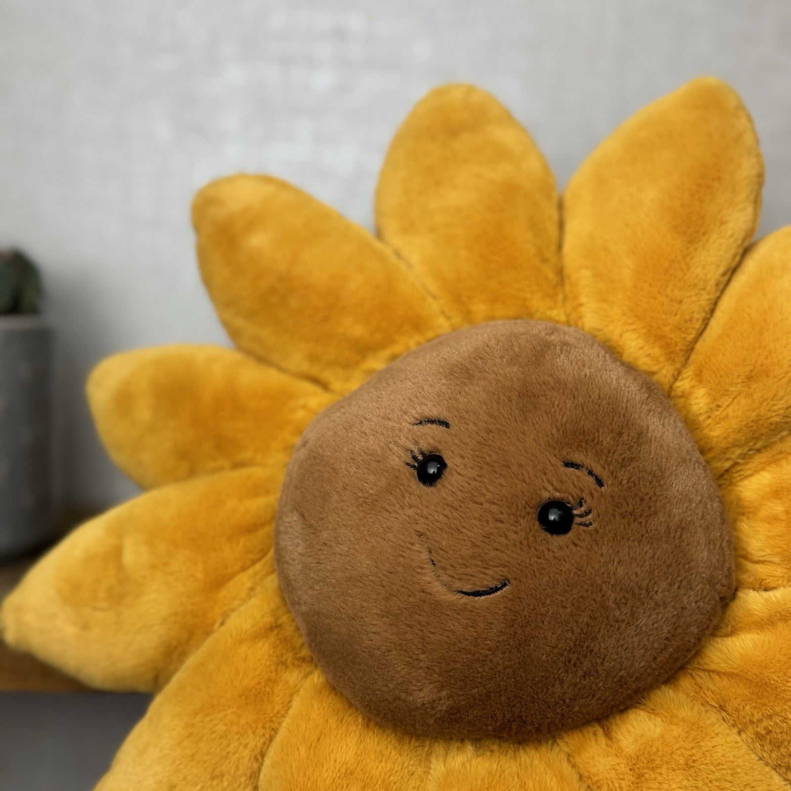 Jellycat Large Fleury Sunflower - Large Sunflower Beanie Cushion Soft Toy 12”