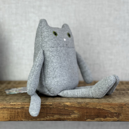 Jellycat Geek Cat - Grey Kitty Green Eyes - Retired Jellycat Kitten 10”