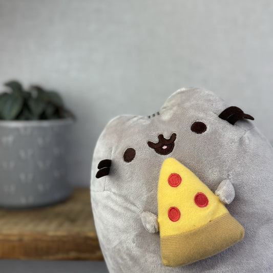Gund Pusheen Cat - Pizza Cat Pusheen With Pizza Plush Grey Without Tags 10"