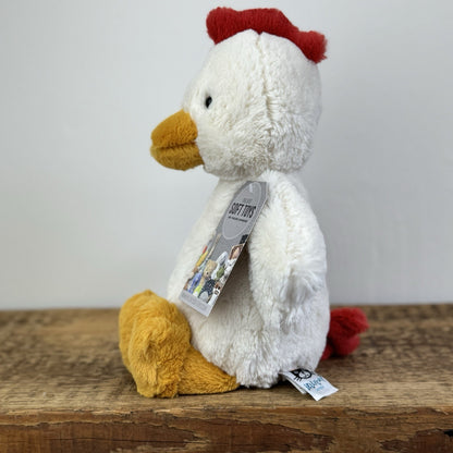 Jellycat Bashful White Chicken - Medium Fluffy Farm Animal Rare/Retired 12"