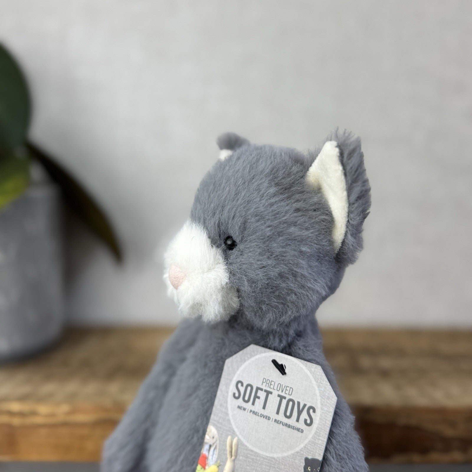 Jellycat Sweetie Kitten - Small Fluffy Light Grey Beanie Kitten White Face Rare