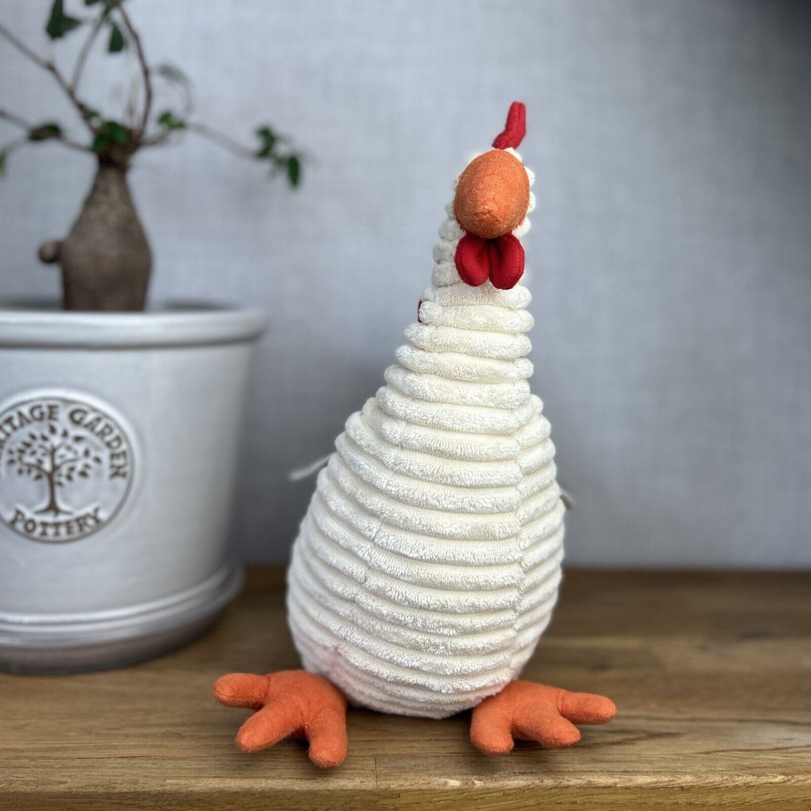 Jellycat Cream Folly Rooster - Corduroy Rooster Soft Toy - Large Rooster Plush
