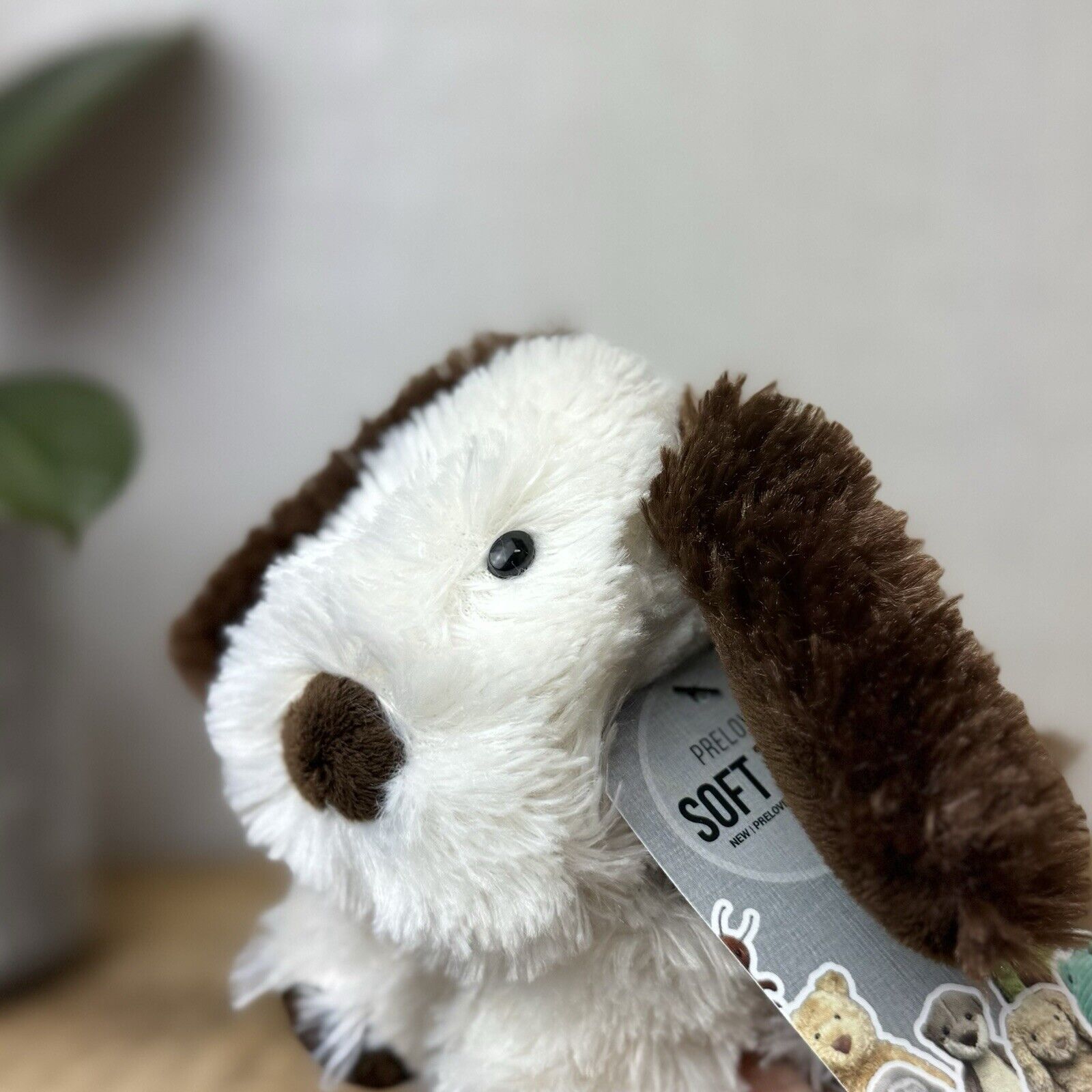 Jellycat Small Truffles Dog Puppy- Cream/Brown Floppy Dog Pillow Beanie Rare 7”