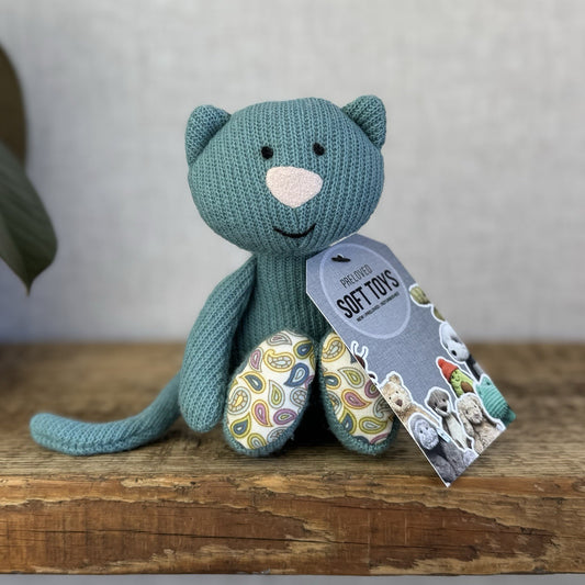Jellycat Little Cashmina Cat - Blue Knitted Jellycat Kitten Beanie Small 7” Rare