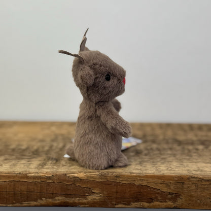 Jellycat Fluffy Reindeer - Tiny Brown Mini Reindeer Beanie Soft Toy 4" Rare