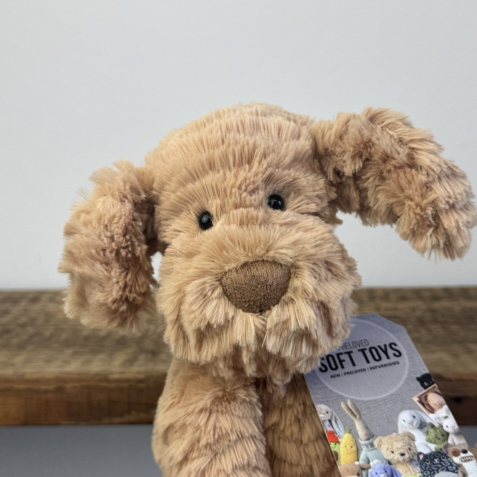 Jellycat Fuddlewuddle Puppy Medium - Light Brown Beige Dog (First Edition) 8"