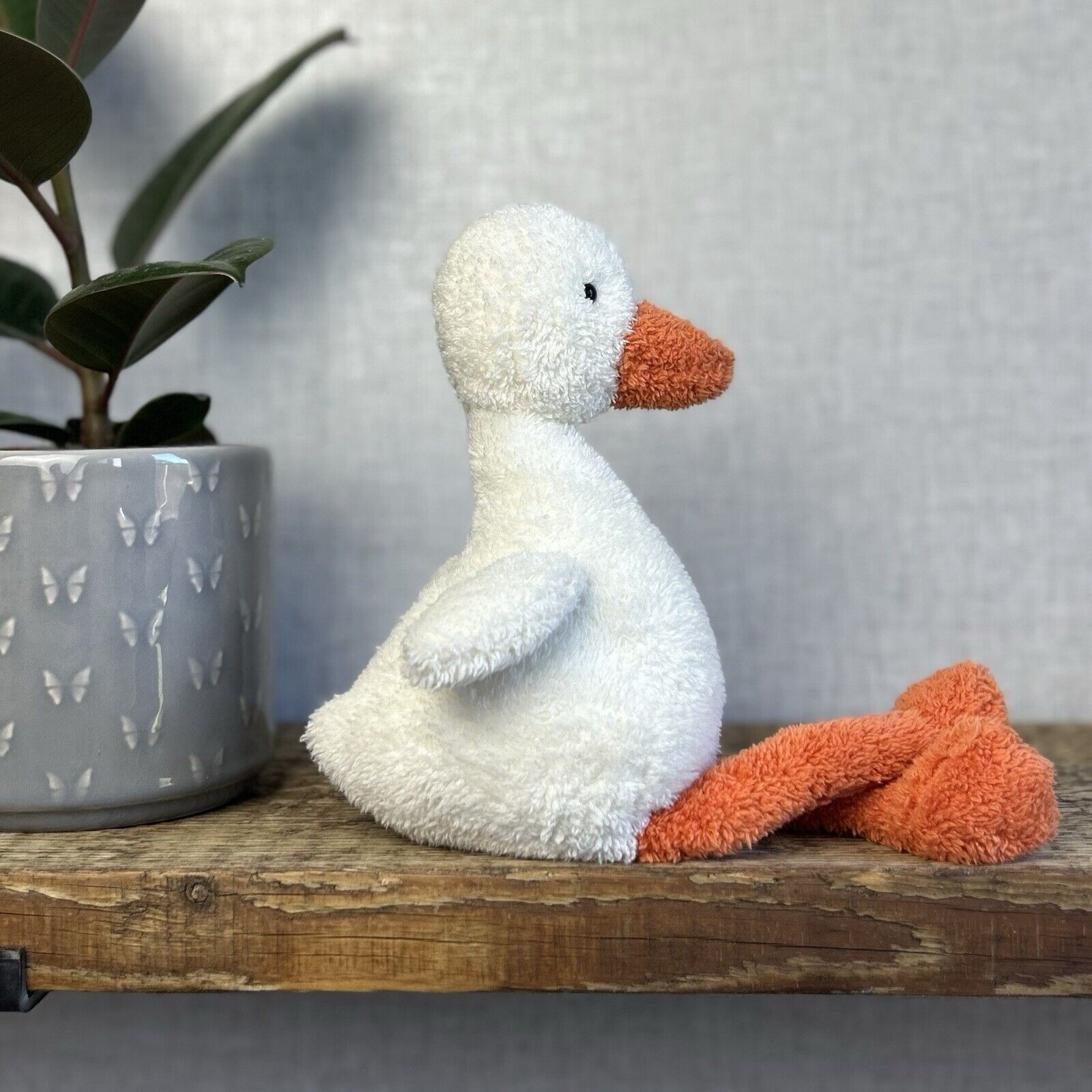 Jellycat Medium Slackajack Duckling - White Textured Duck Long Legs 12"